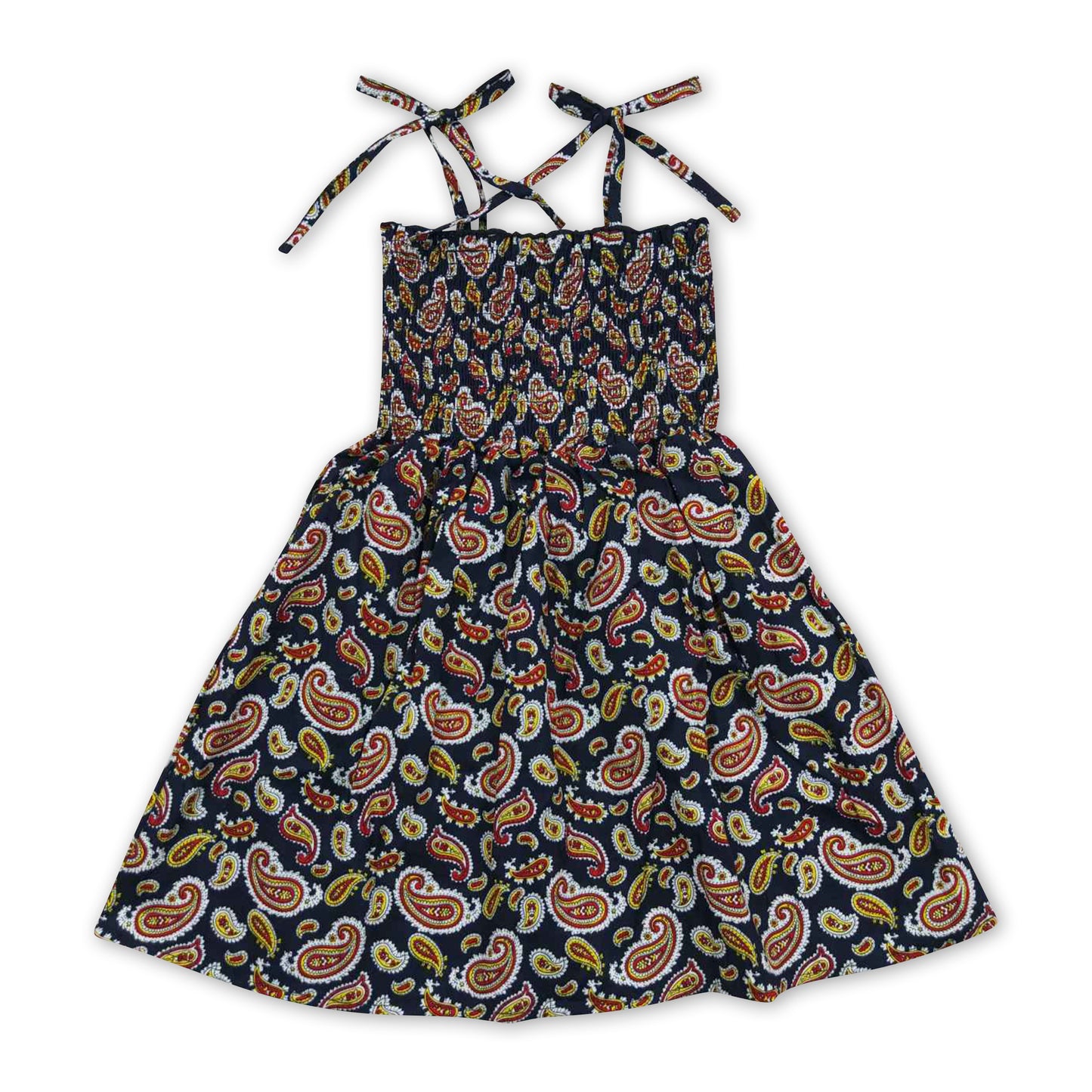 7.24 RTS NO MOQ(In Stock) GSD0368 Vintage Pattern Black Elastic Dress