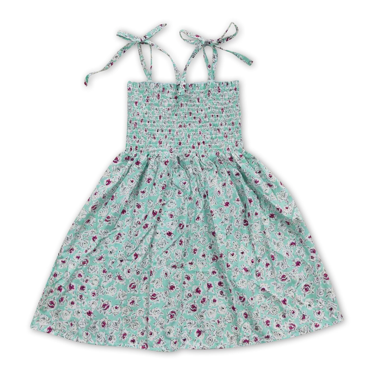 7.24 RTS NO MOQ(In Stock) GSD0370 Purple Floral Cyan Elastic Dress