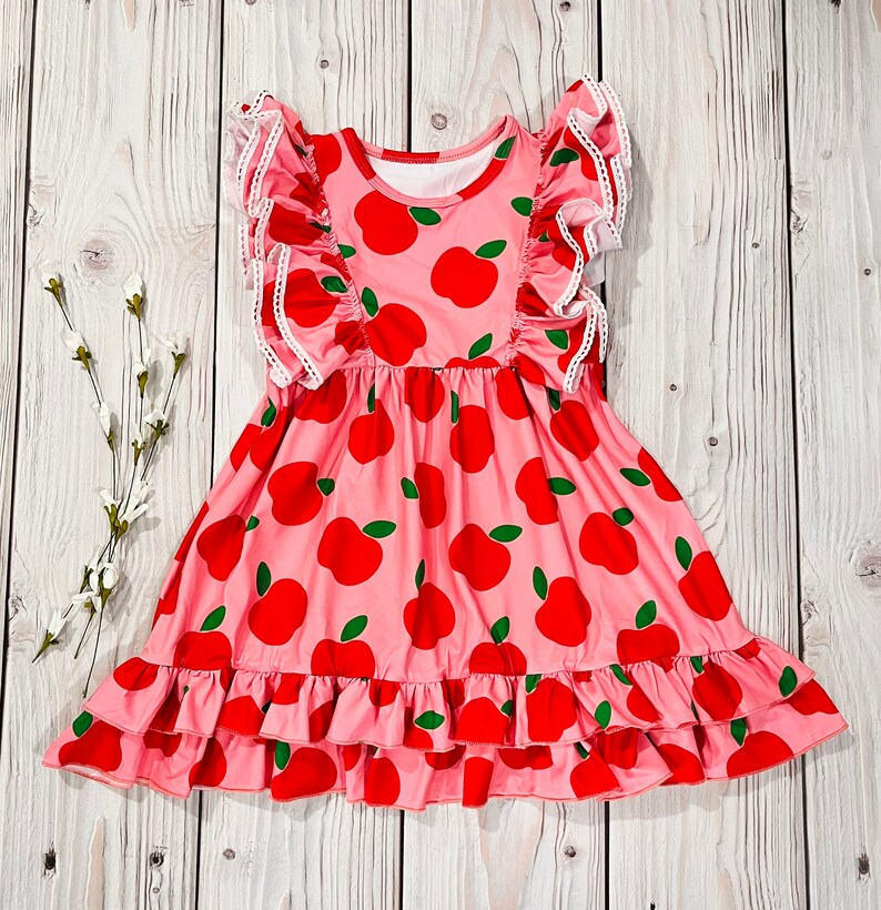 Pre-order no moq GSD3510 pre-order baby girl clothes strawberry flying sleeve summer dress-25.12.29