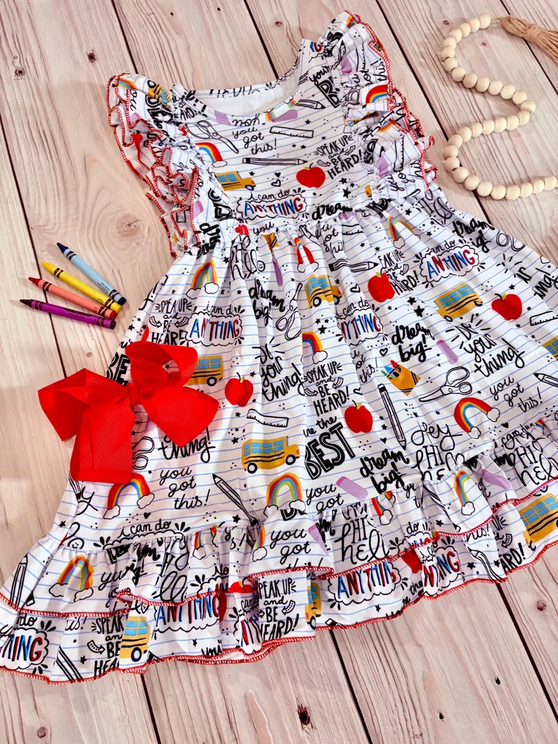 Pre-order no moq GSD3511 pre-order baby girl clothes flying sleeve summer dress-25.12.29