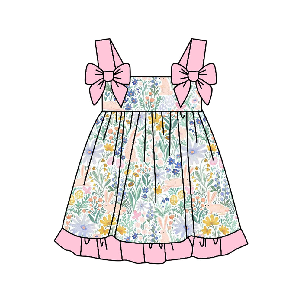 Pre-order no moq GSD3533 pre-order baby girl clothes bunny floral sleeveless summer dress-26.1.1