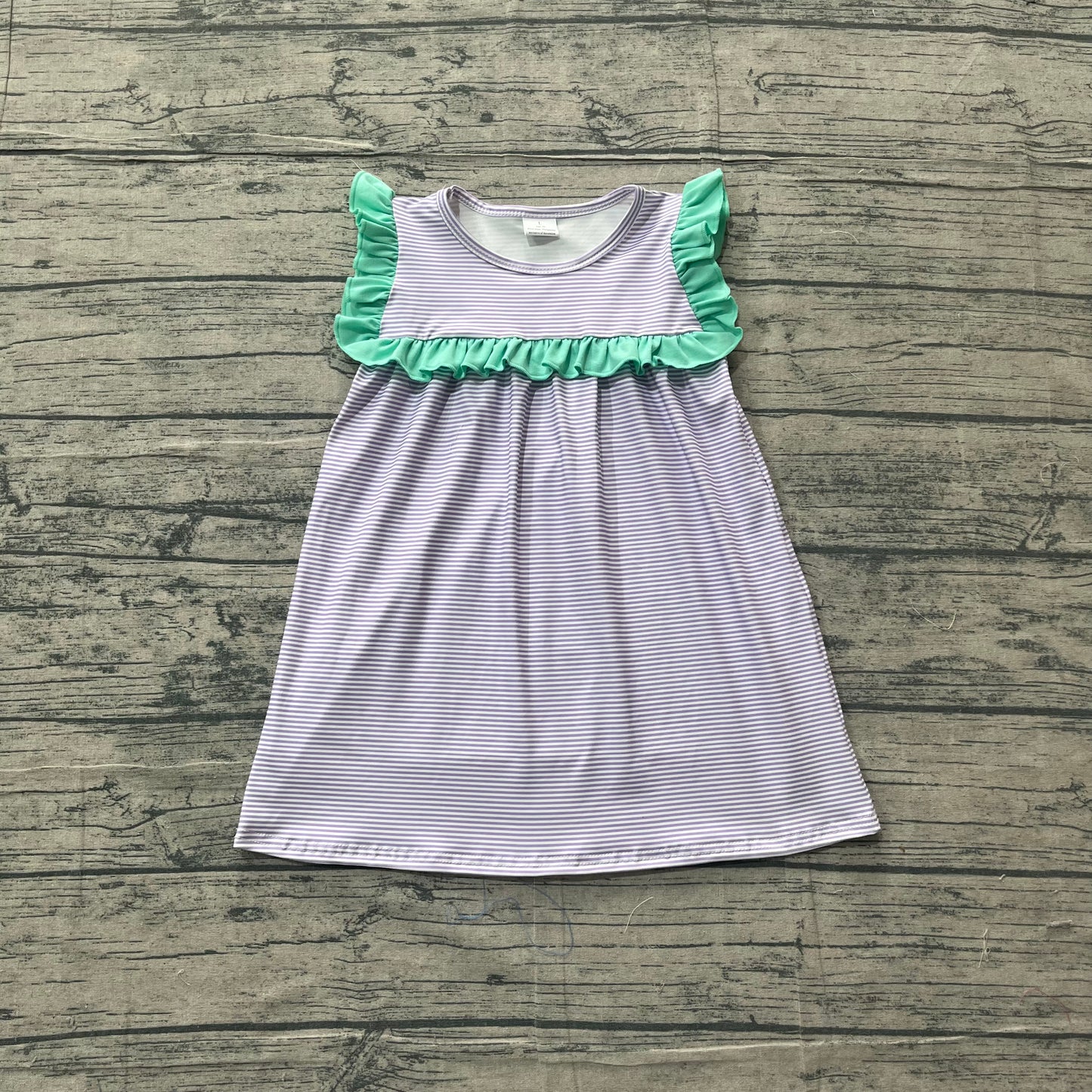 GSD3560 Preorder Sample Baby Girl Sleeveless Purple Stripe Knee Length Dresses
