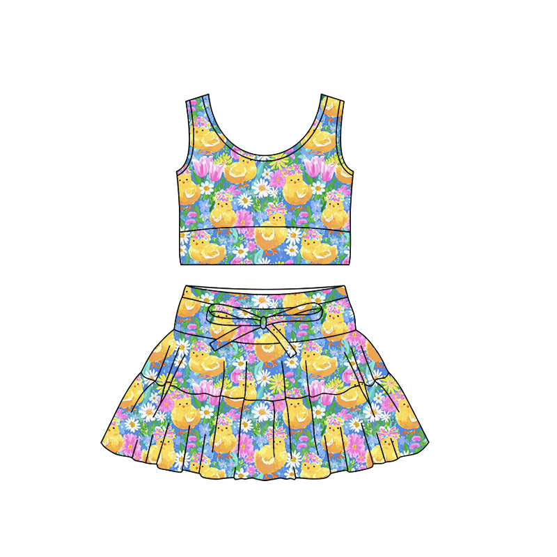 Pre-order no moq GSD3564 pre-order baby girl clothes summer yoga sleeveless skirts sets-26.1.7