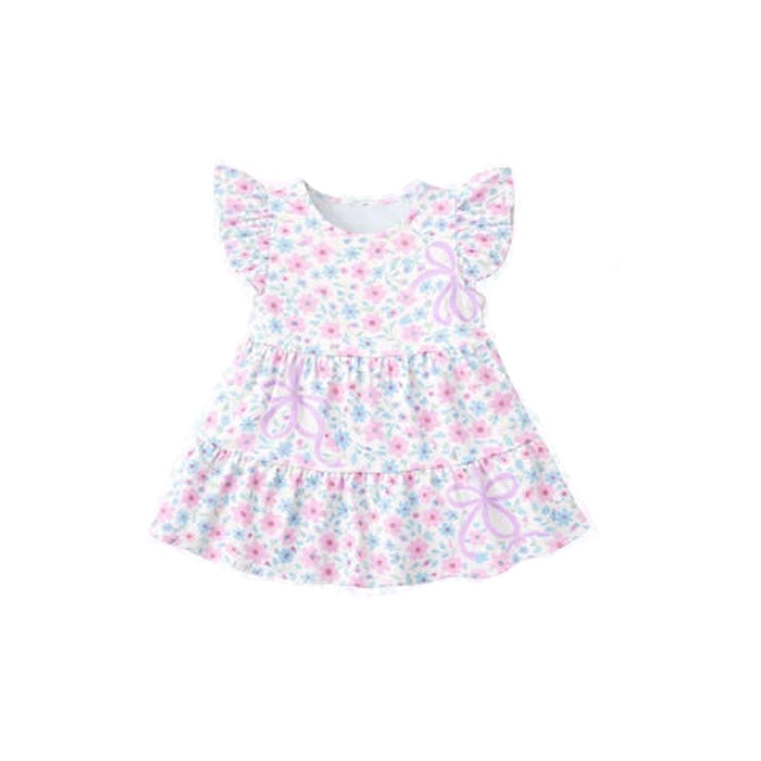 Pre-order no moq GSD3572 pre-order baby girl clothes bow floral flying sleeve summer dress-26.1.8