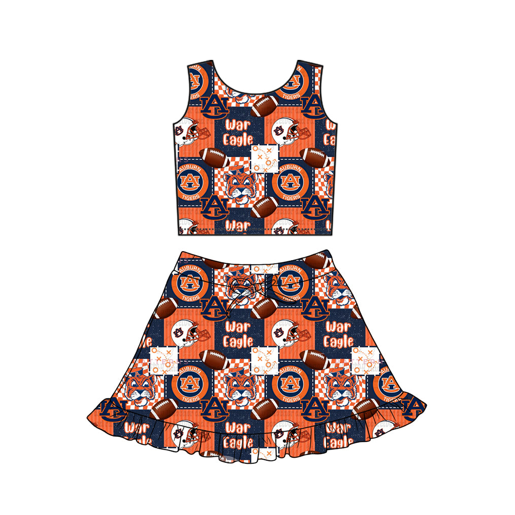 Pre-order no moq GSD3611 pre-order baby girl clothes summer yoga team sleeveless skirt sets-26.1.10