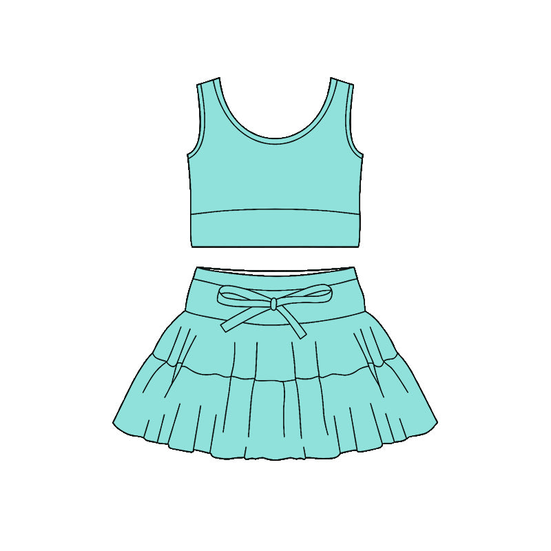 Pre-order no moq GSD3619 pre-order baby girl clothes summer yoga sleeveless skirt sets-26.1.12