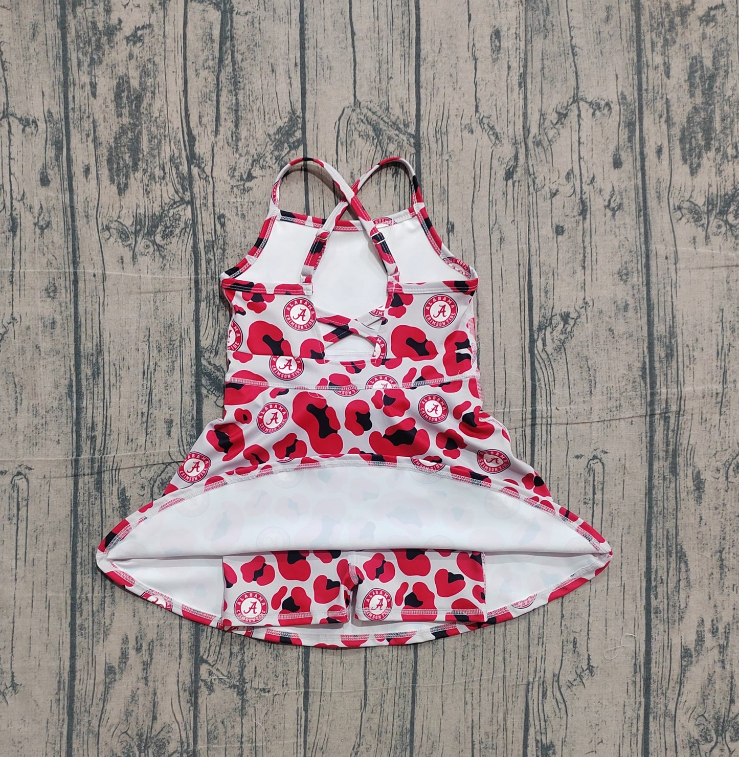 Pre-order no moq GSD3635 pre-order baby girl clothes summer yoga team camouflage red sleeveless dress-26.1.19