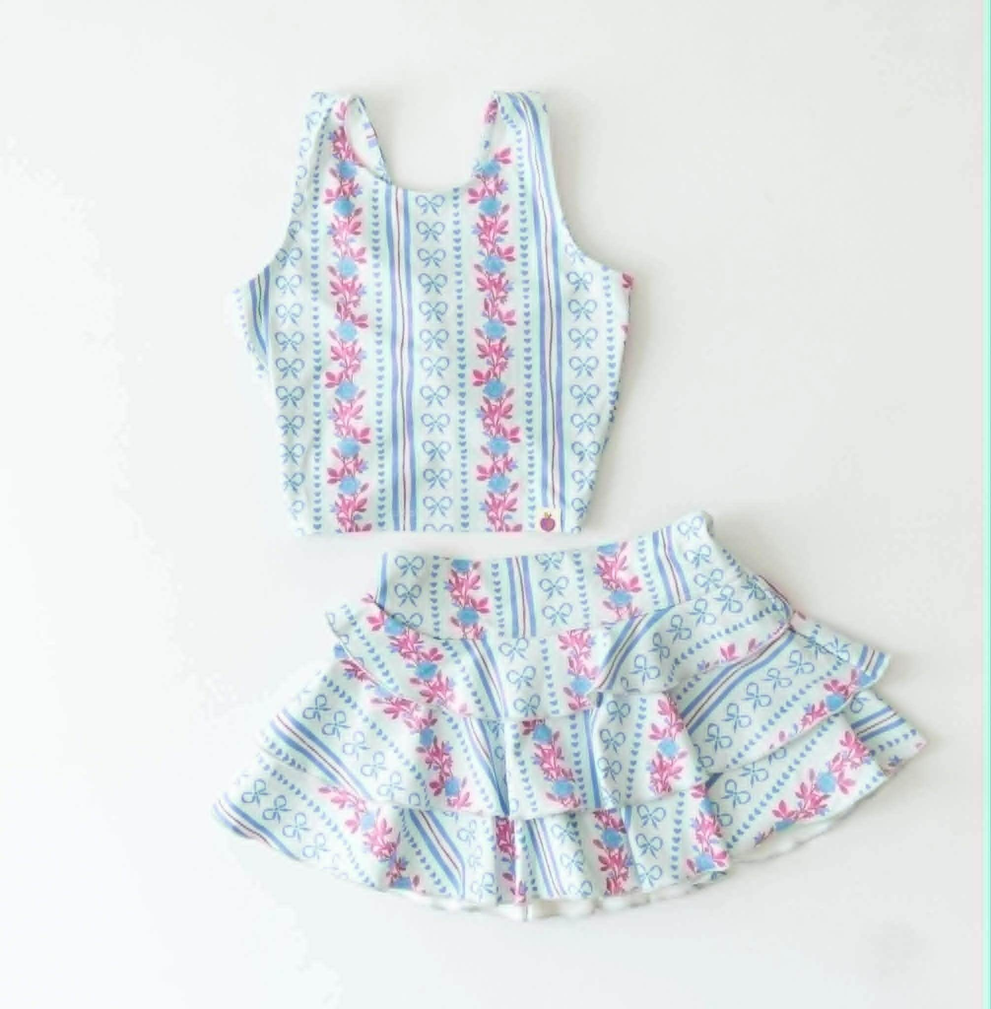 Pre-order no moq GSD3642 pre-order baby girl clothes summer yoga bow sleeveless skirt sets-26.1.13