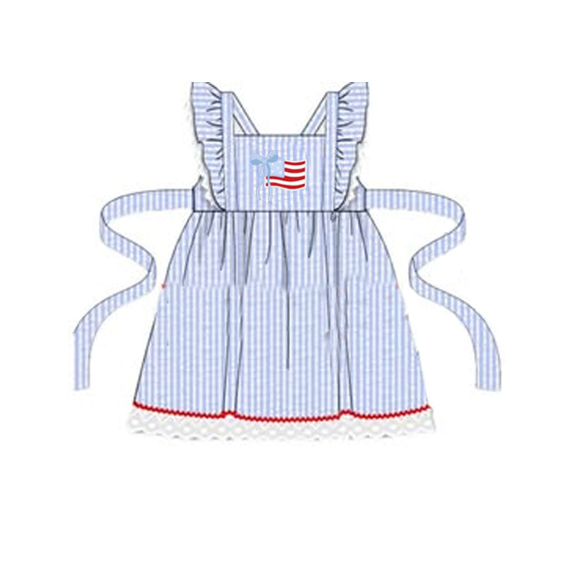 Pre-order no moq GSD3647 pre-order baby girl clothes flag flying sleeve summer dress-26.1.13