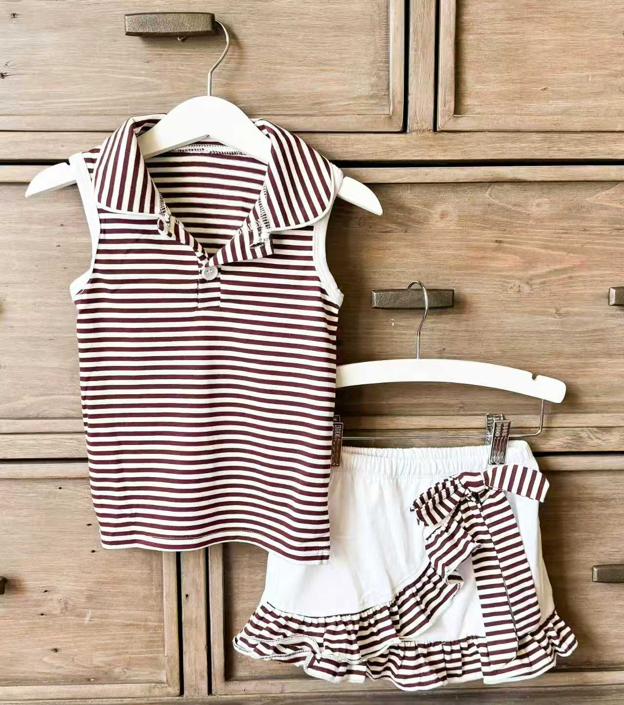 Pre-order no moq GSD3662 pre-order baby girl clothes summer yoga sleeveless skirt sets-26.1.15