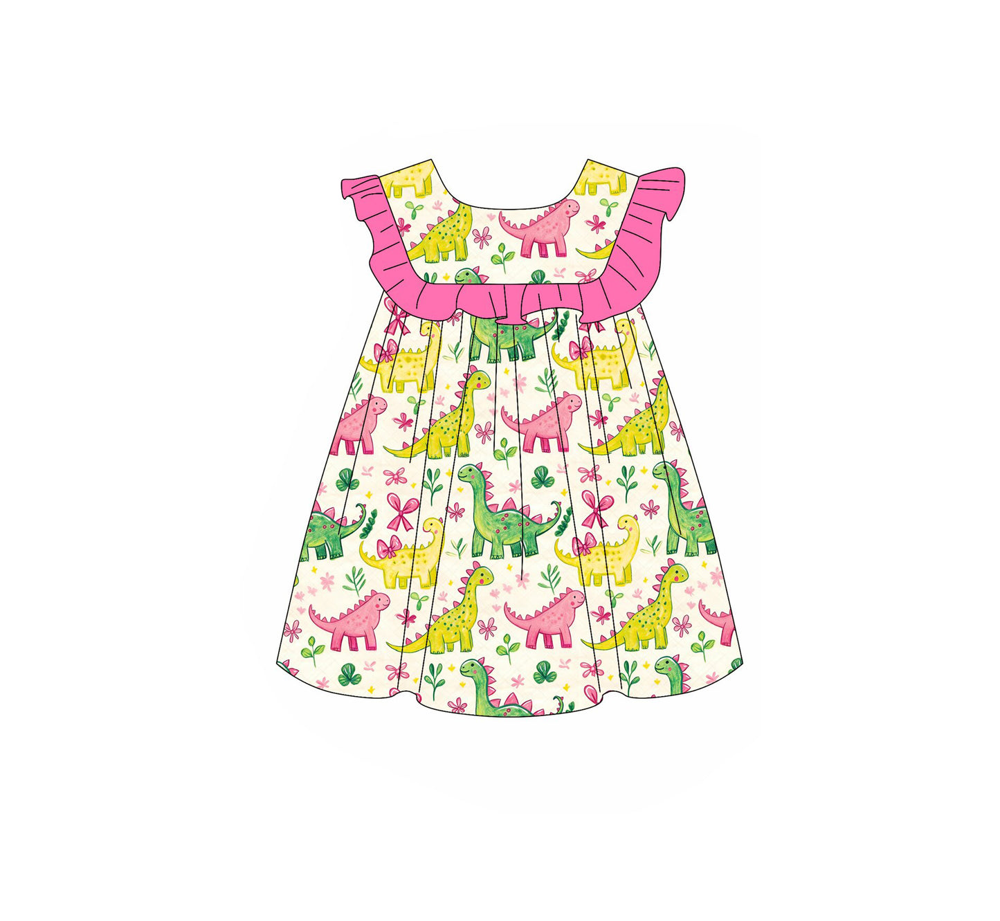 Pre-order no moq GSD3667 pre-order baby girl clothes dinosaur sleeveless summer dress-26.1.15