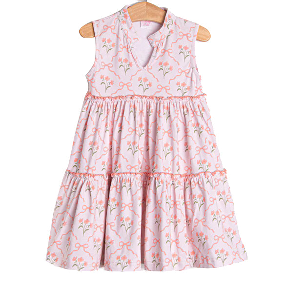 Pre-order no moq GSD3678 pre-order baby girl clothes bow floral sleeveless summer dress-26.1.17