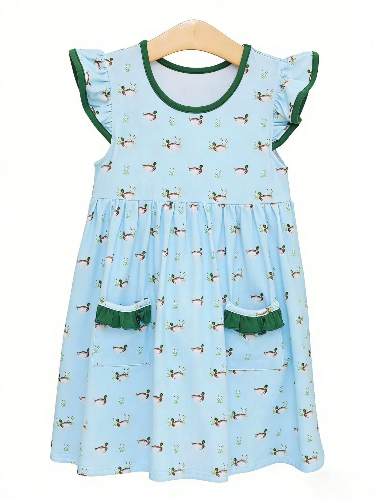 Pre-order no moq GSD3679 pre-order baby girl clothes duck flying sleeve summer dress-26.1.17