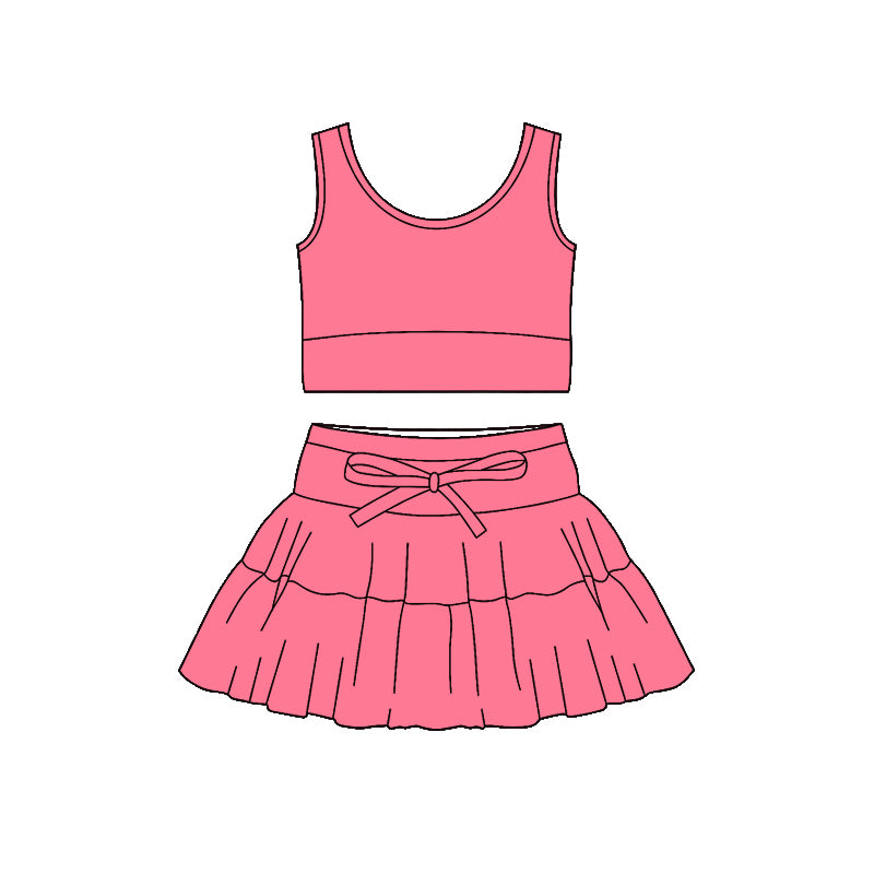 Pre-order no moq GSD3682 pre-order baby girl clothes summer yoga sleeveless skirt sets-26.1.19