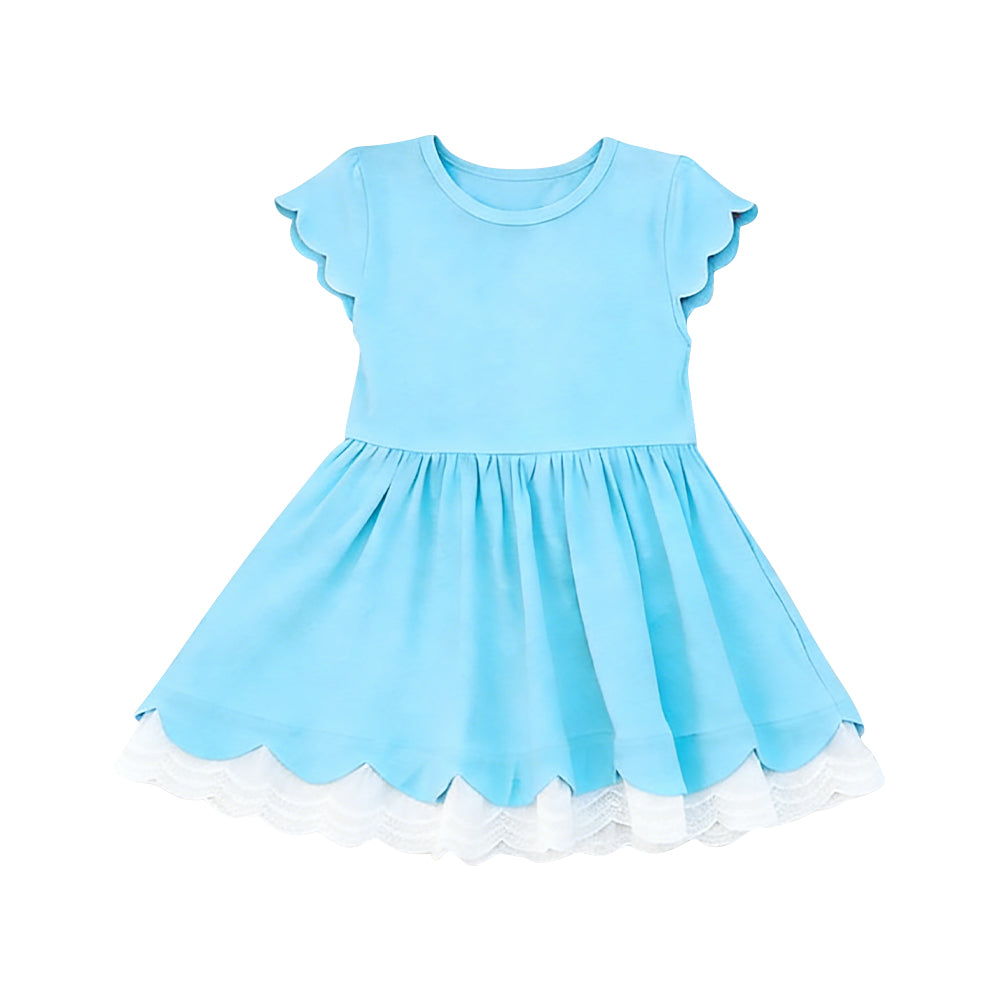 Pre-order no moq GSD3712 pre-order baby girl clothes sky blue short sleeve summer dress-26.1.23