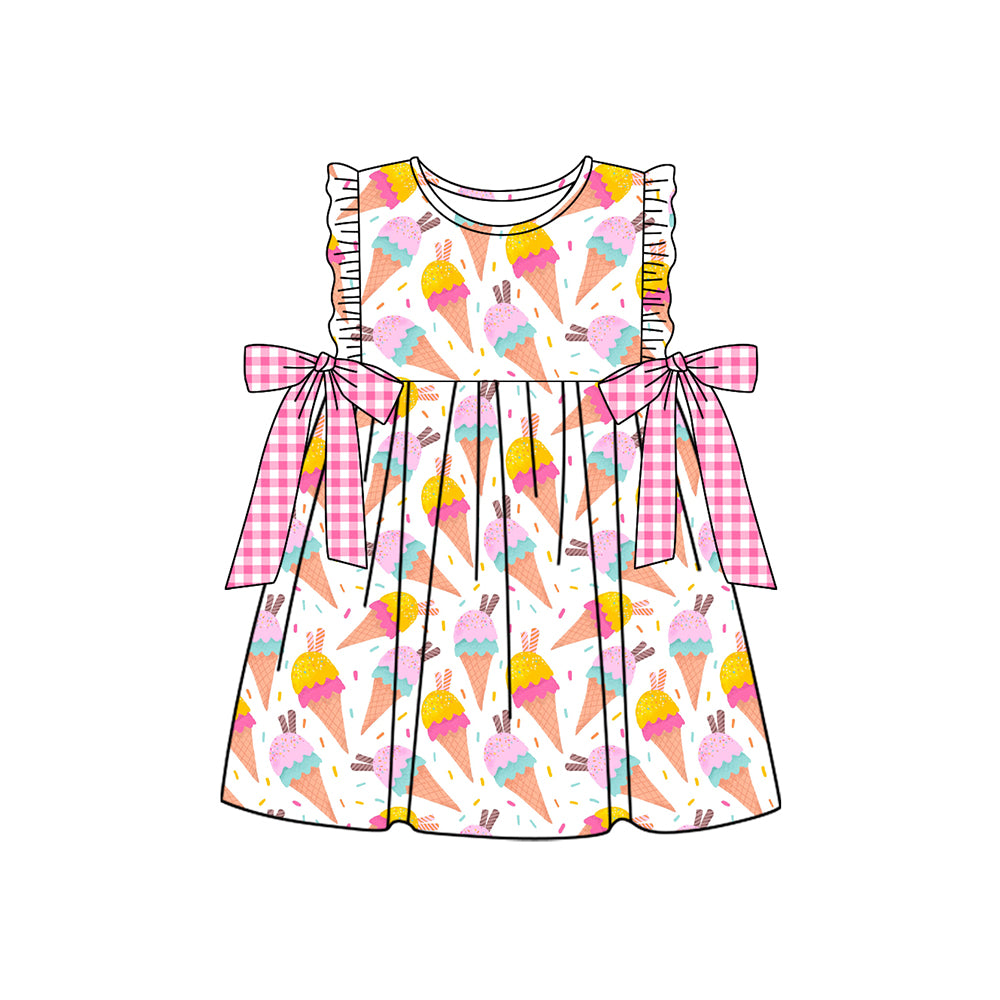Pre-order no moq baby girl clothes bow sleeveless Popsicle summer dress GSD3731