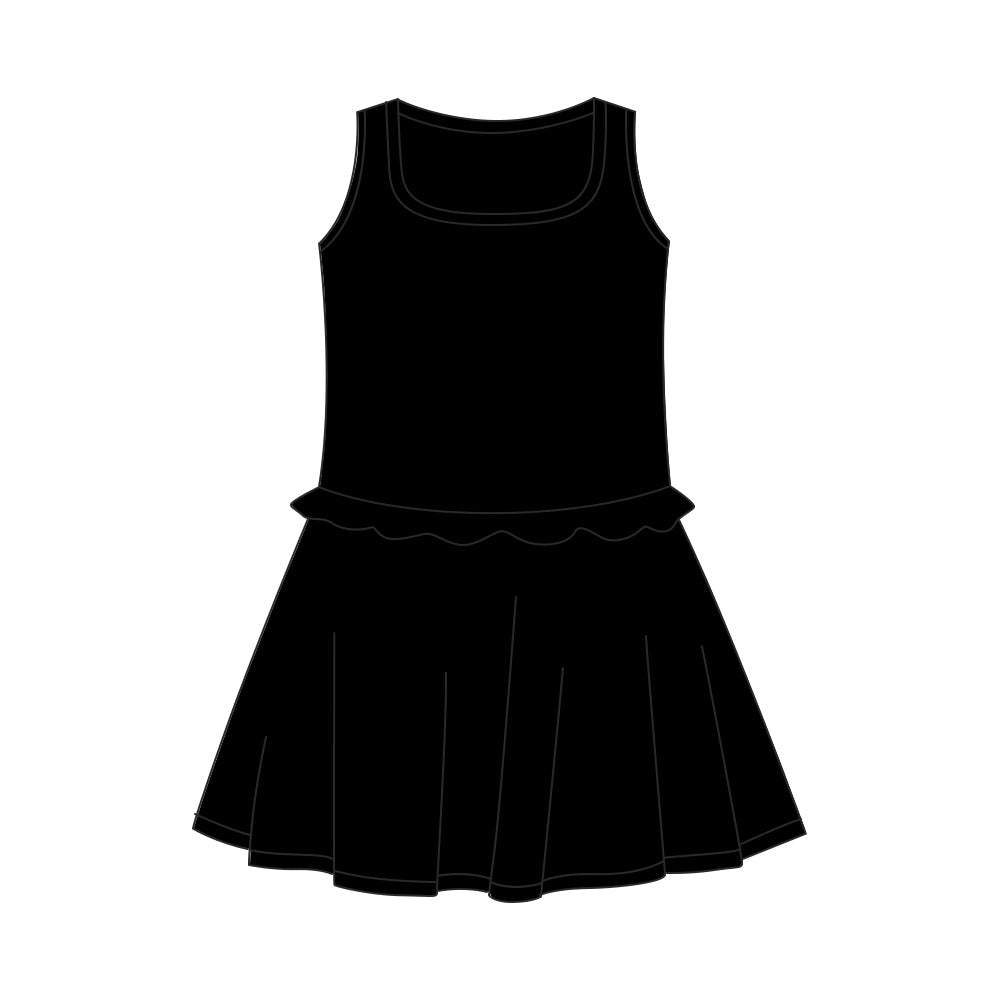 Pre-order Baby Girl Black Sleeveless Yoga Active Shorts Knee Length Dresses GSD3733