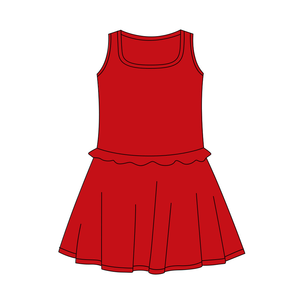 Pre-order Baby Girl Red Sleeveless Yoga Active Shorts Knee Length Dresses GSD3737