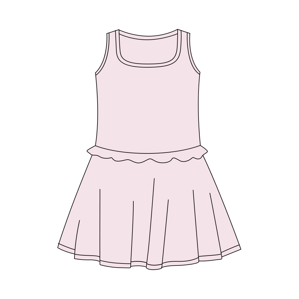 Pre-order Baby Girl Sleeveless Dress Light Pink Yoga Active Skort Shorts Knee Length Dresses GSD3741