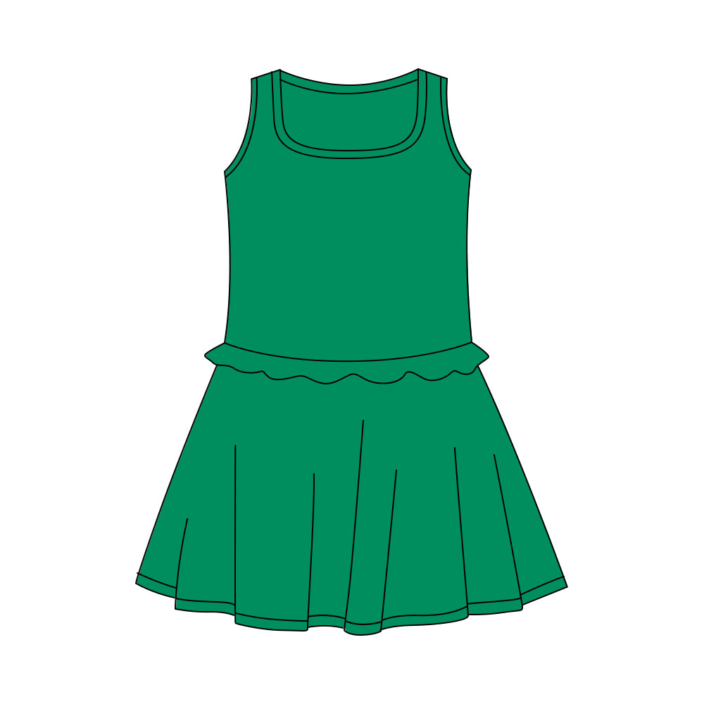 Pre-order Baby Girl Sleeveless Dress Green Yoga Active Skort Shorts Knee Length Dresses GSD3742