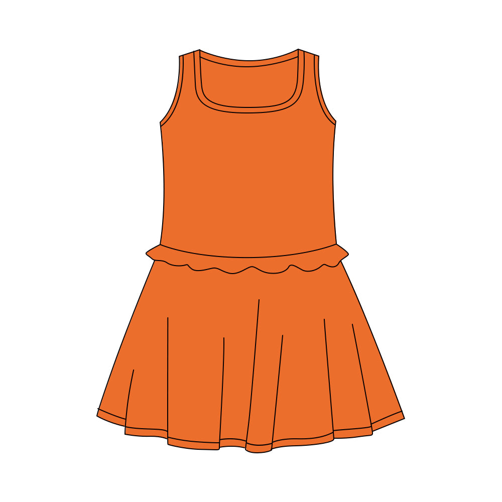 Pre-order Baby Girl Sleeveless Dress Orange Yoga Active Skort Shorts Knee Length Dresses GSD3743