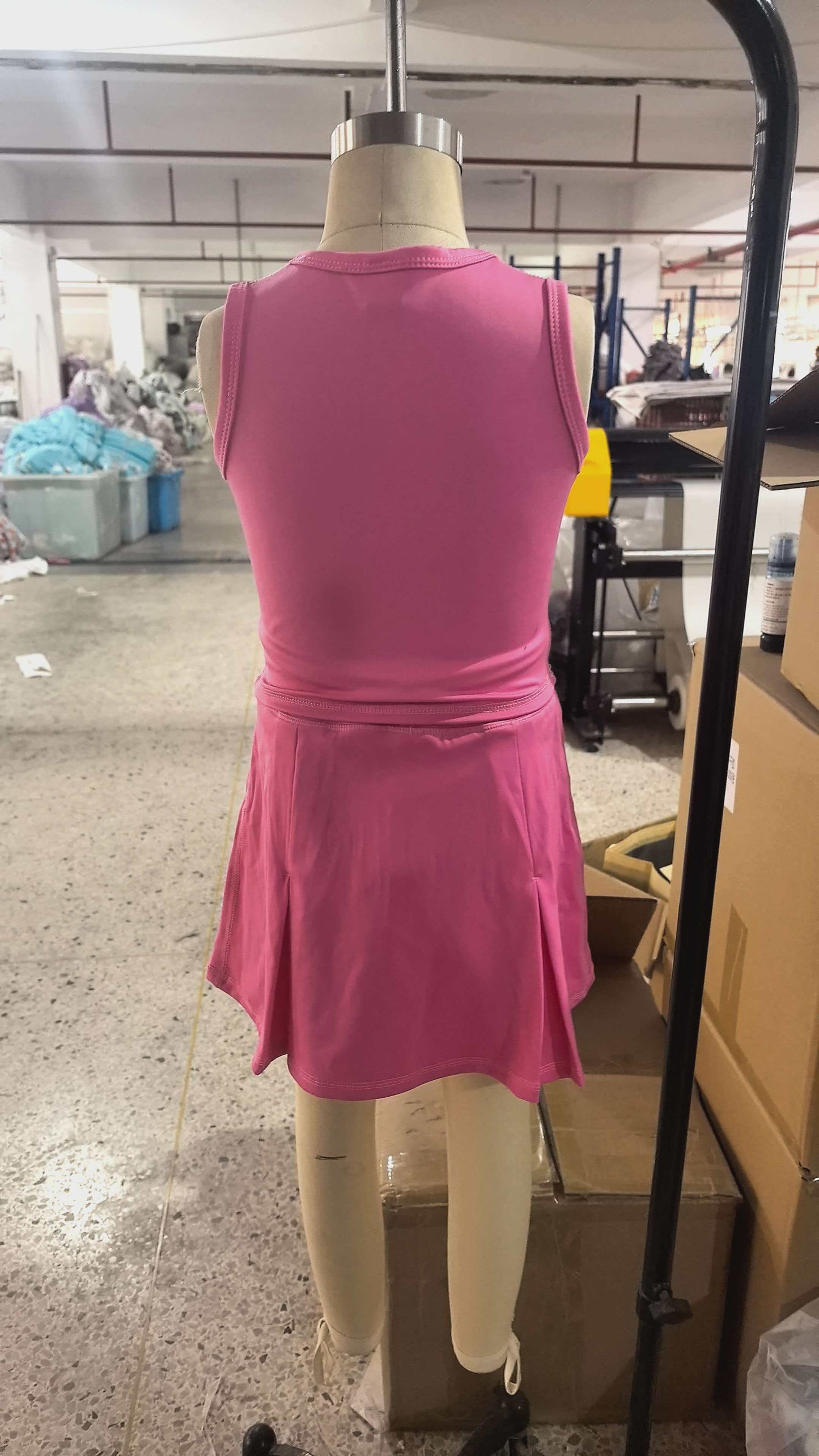 GSD3758 Preorder Sample Baby Girl Pink Vest Top Bows Skirt Shorts Yoga Active Clothes Set