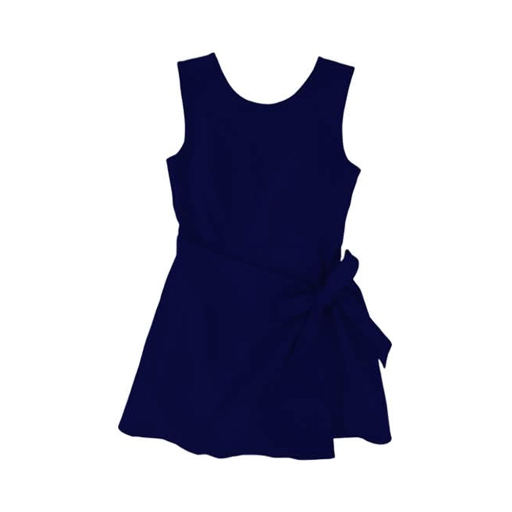GSD3880 Preorder Baby Girl Navy Sleeveless Bows Yoga Active Short Knee Length Dress