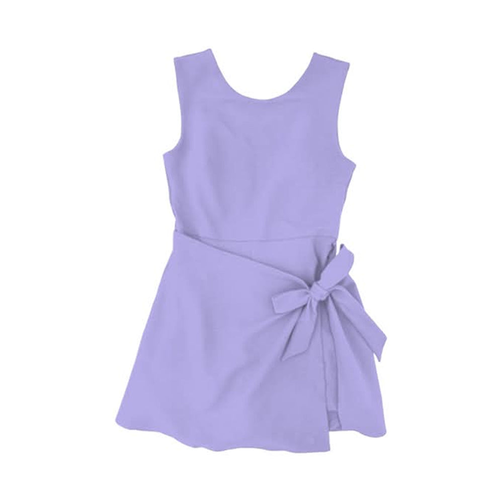 GSD3881 Preorder Baby Girl Lavender Sleeveless Bows Yoga Active Short Knee Length Dress