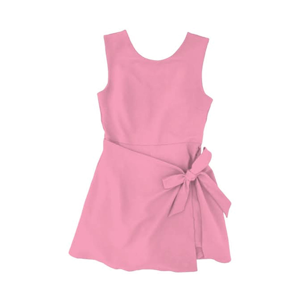 GSD3882 Preorder Baby Girl Pink Sleeveless Bows Yoga Active Short Knee Length Dress