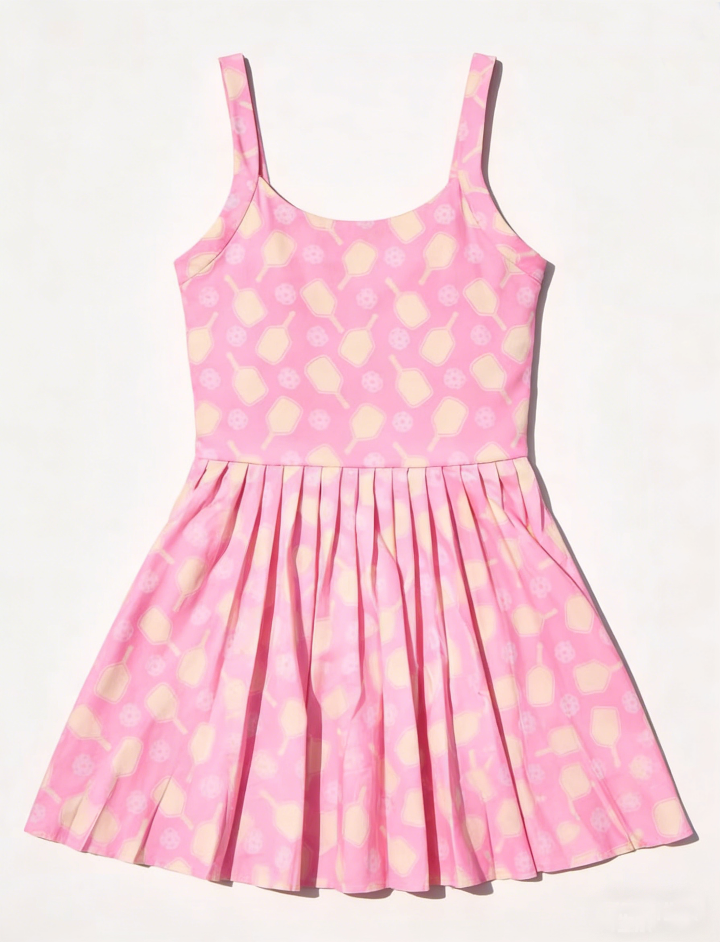 GSD3905 Preorder Baby Girl Pink Strap Tennis Team Yoga Active Pleated Knee Length Dress
