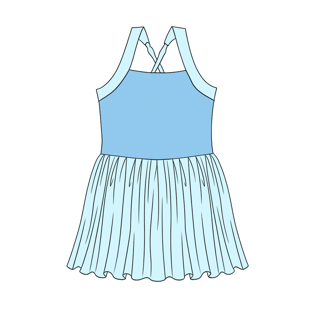 GSD3978 Preorder Baby Girl Strap Princess Yoga Active Patchwork Knee Length Dress