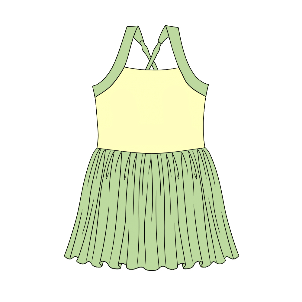 GSD3981 Preorder Baby Girl Strap Princess Yoga Active Patchwork Knee Length Dress