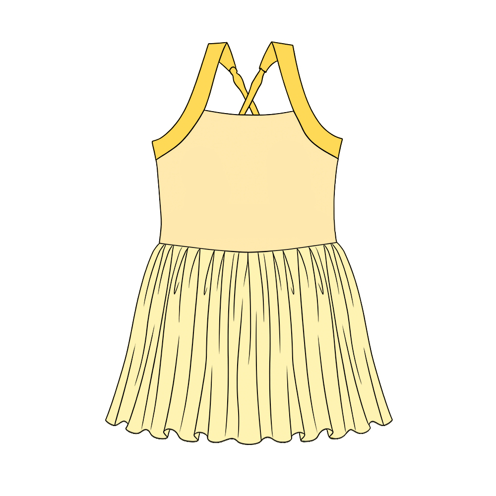 GSD3982 Preorder Baby Girl Strap Princess Yoga Active Patchwork Knee Length Dress