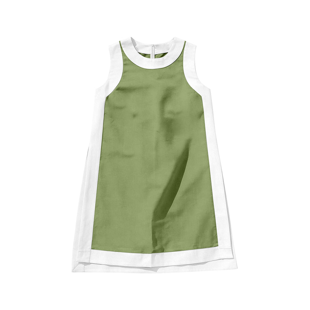 GSD3989 Preorder Baby Girl Green Sleeveless Yoga Active Shorts Knee Length Dress