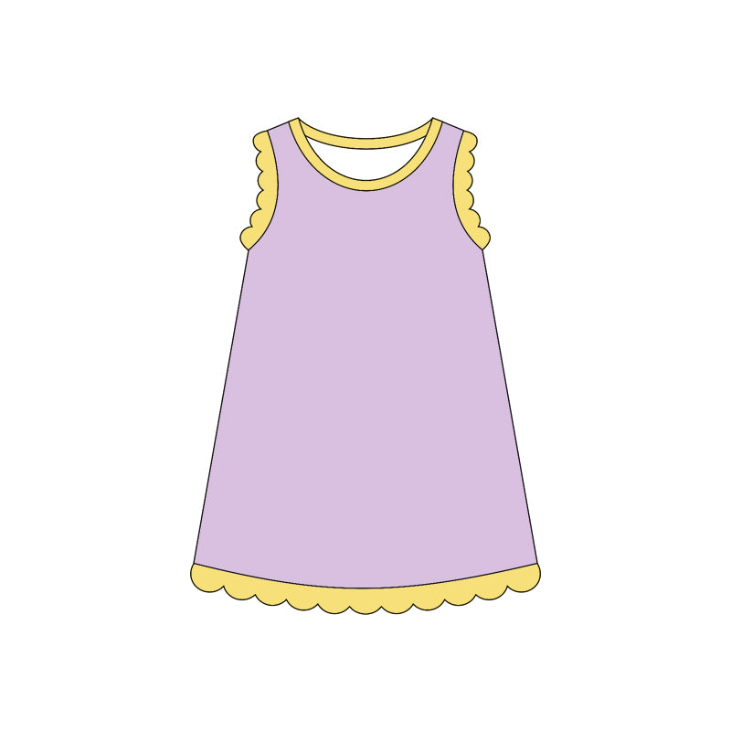GSD4042 Preorder Baby Girls Sleeveless Scallop Knee Length Dresses