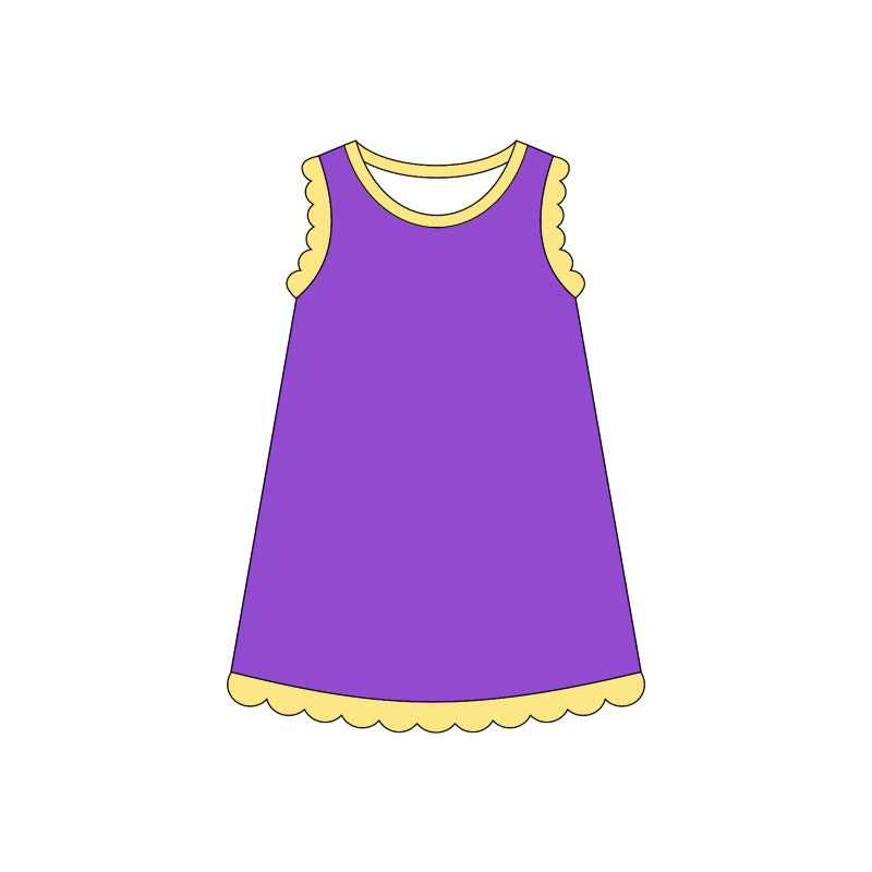 GSD4046 Preorder Baby Girls Sleeveless Scallop Knee Length Dresses