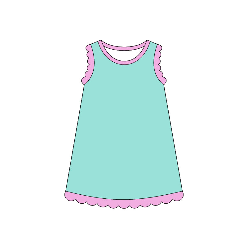 GSD4049 Preorder Baby Girls Sleeveless Scallop Knee Length Dresses