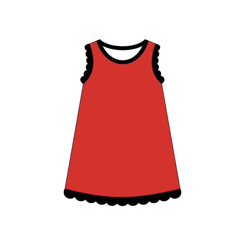GSD4057 Preorder Baby Girls Sleeveless Scallop Knee Length Dresses