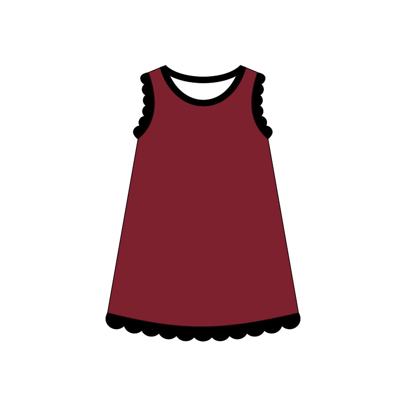 GSD4058 Preorder Baby Girls Sleeveless Scallop Knee Length Dresses