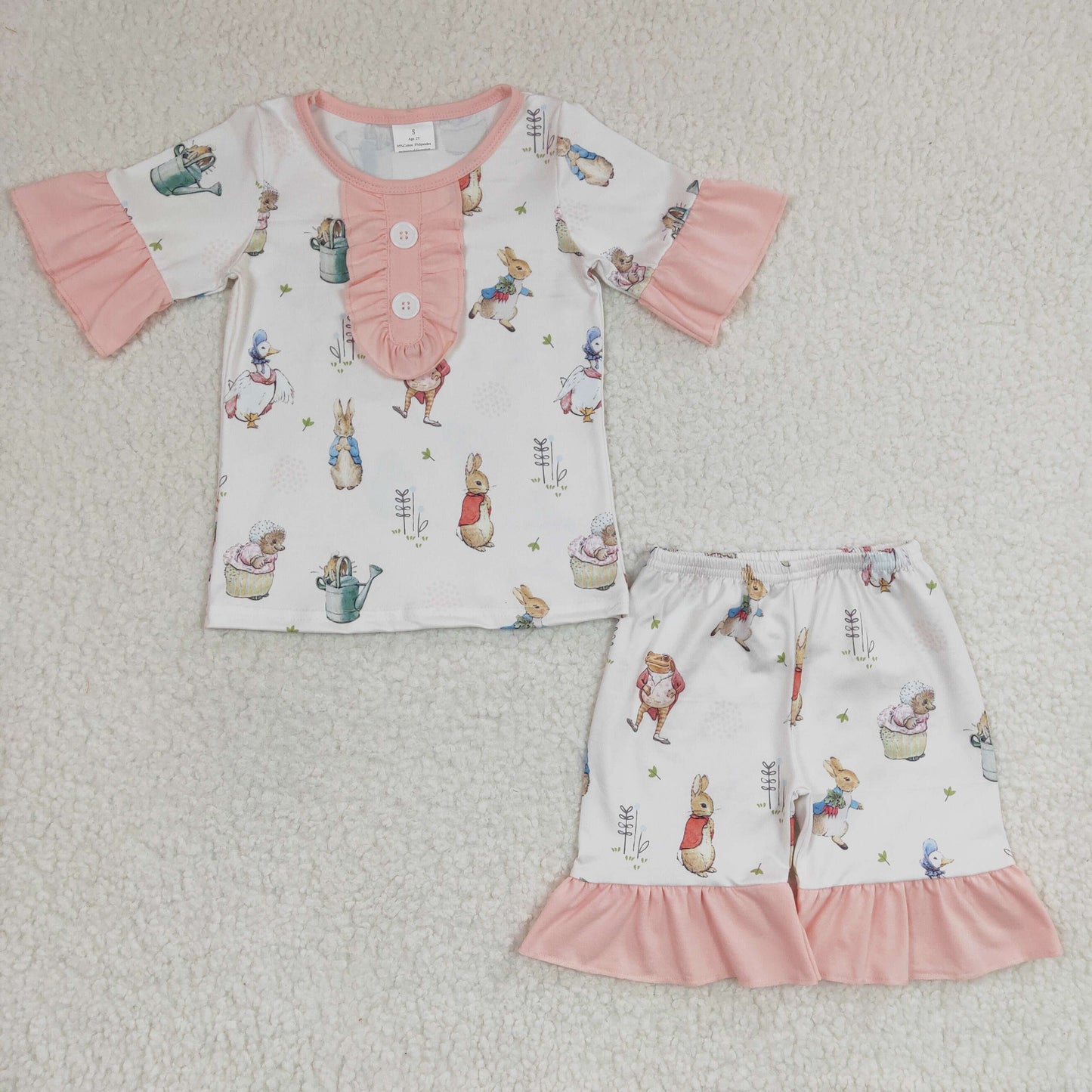 GSSO0155 Baby Girl Easter Rabbit Shorts Sets Pajamas