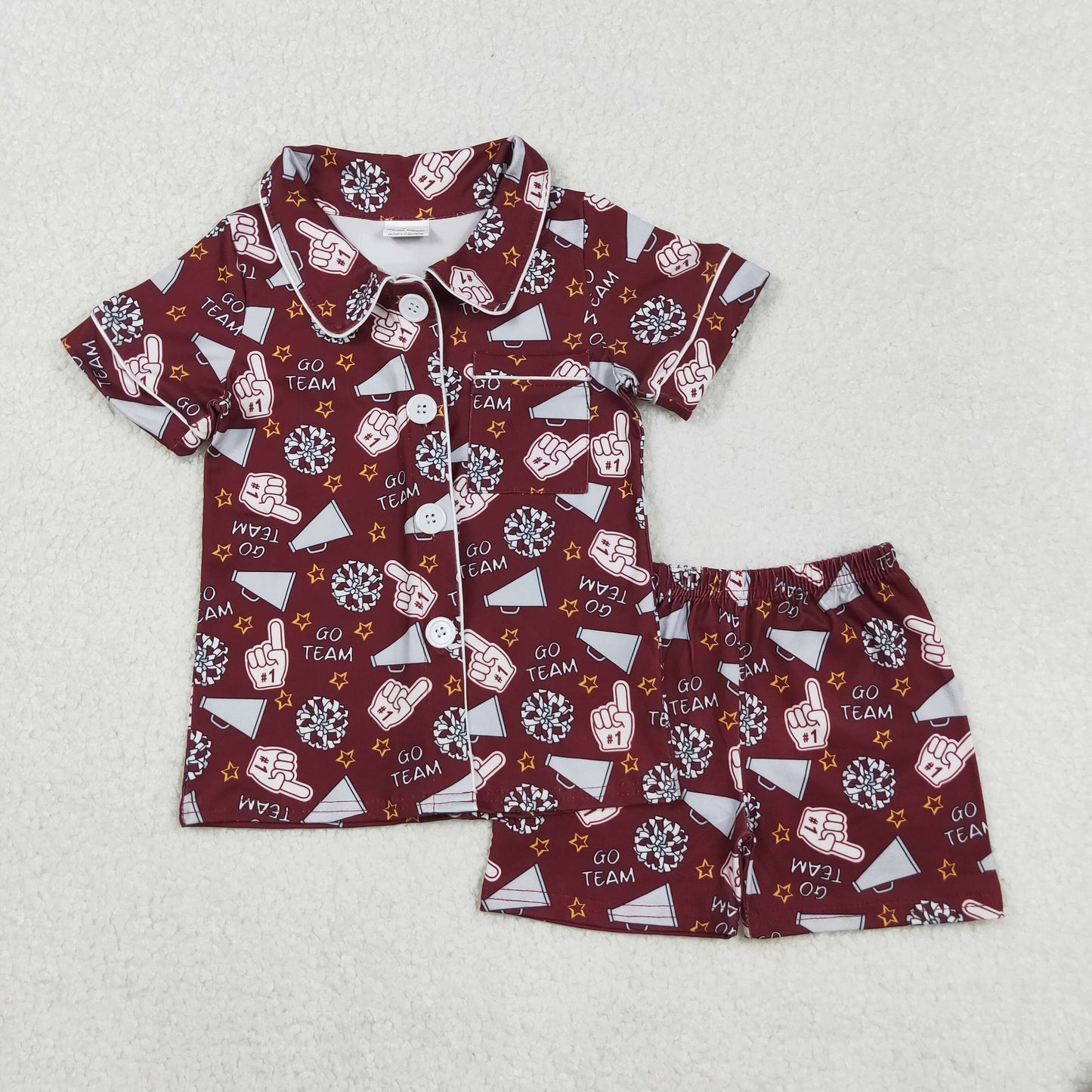 Sibling baby girl clothes Football Bow Pattern short sleeve shorts sets