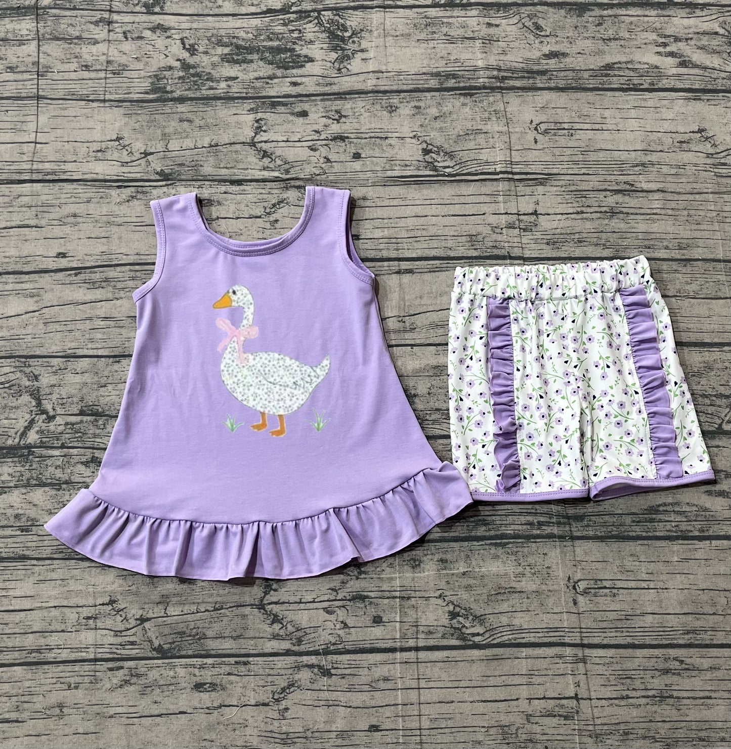 Pre-order no moq GSSO2774 pre-order baby girl clothes embroidery purple sleeveless shorts summer outfit-26.1.17