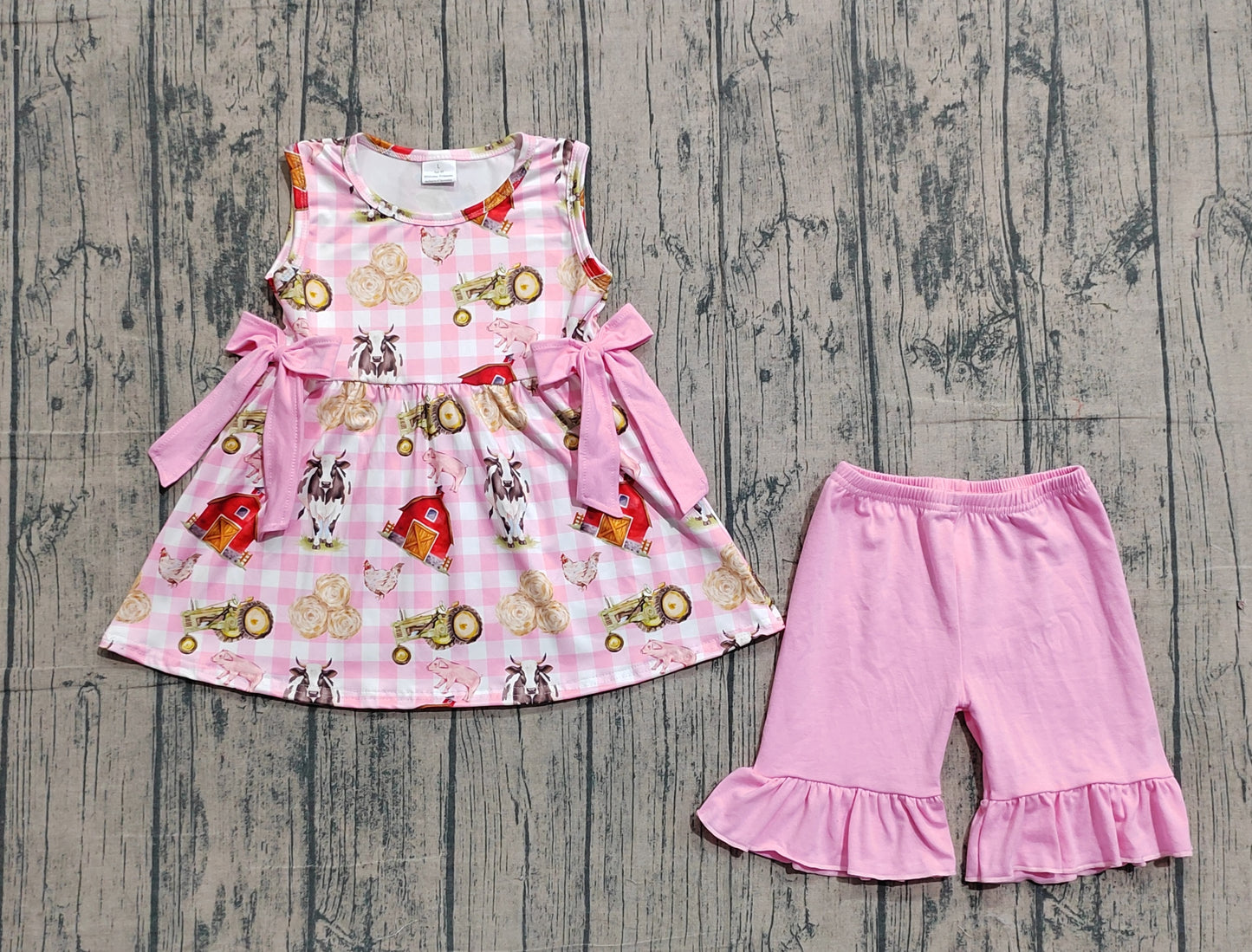 Pre-order no moq GSSO3100 pre-order baby girl clothes farm sleeveless summer outfit-26.1.14