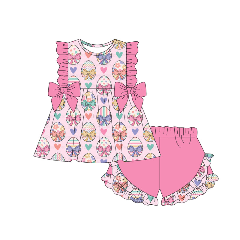 Pre-order no moq GSSO3115 pre-order baby girl clothes easter bow sleeveless shorts summer outfit-26.1.1