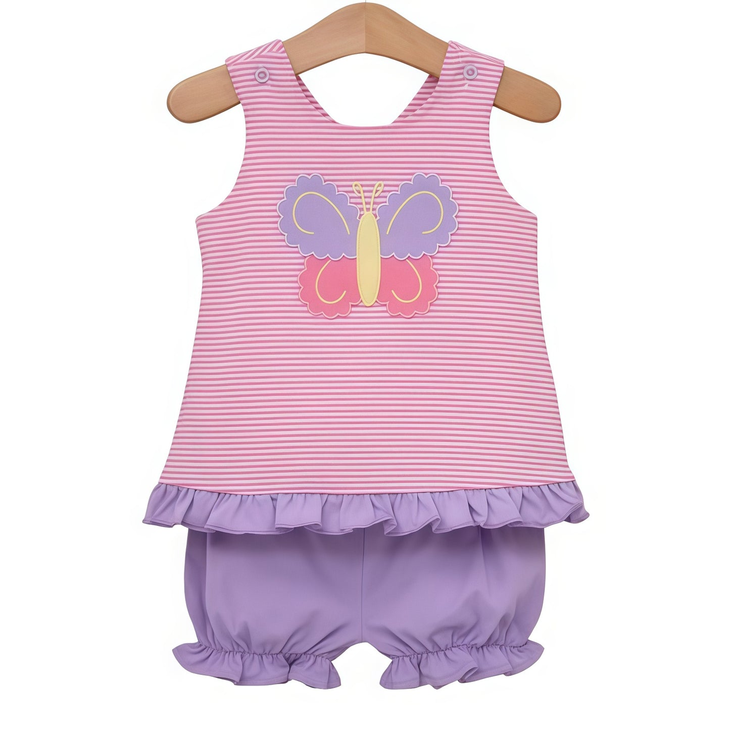 Pre-order no moq GSSO3138 pre-order baby girl clothes butterfly sleeveeless shorts summer outfit-26.1.6