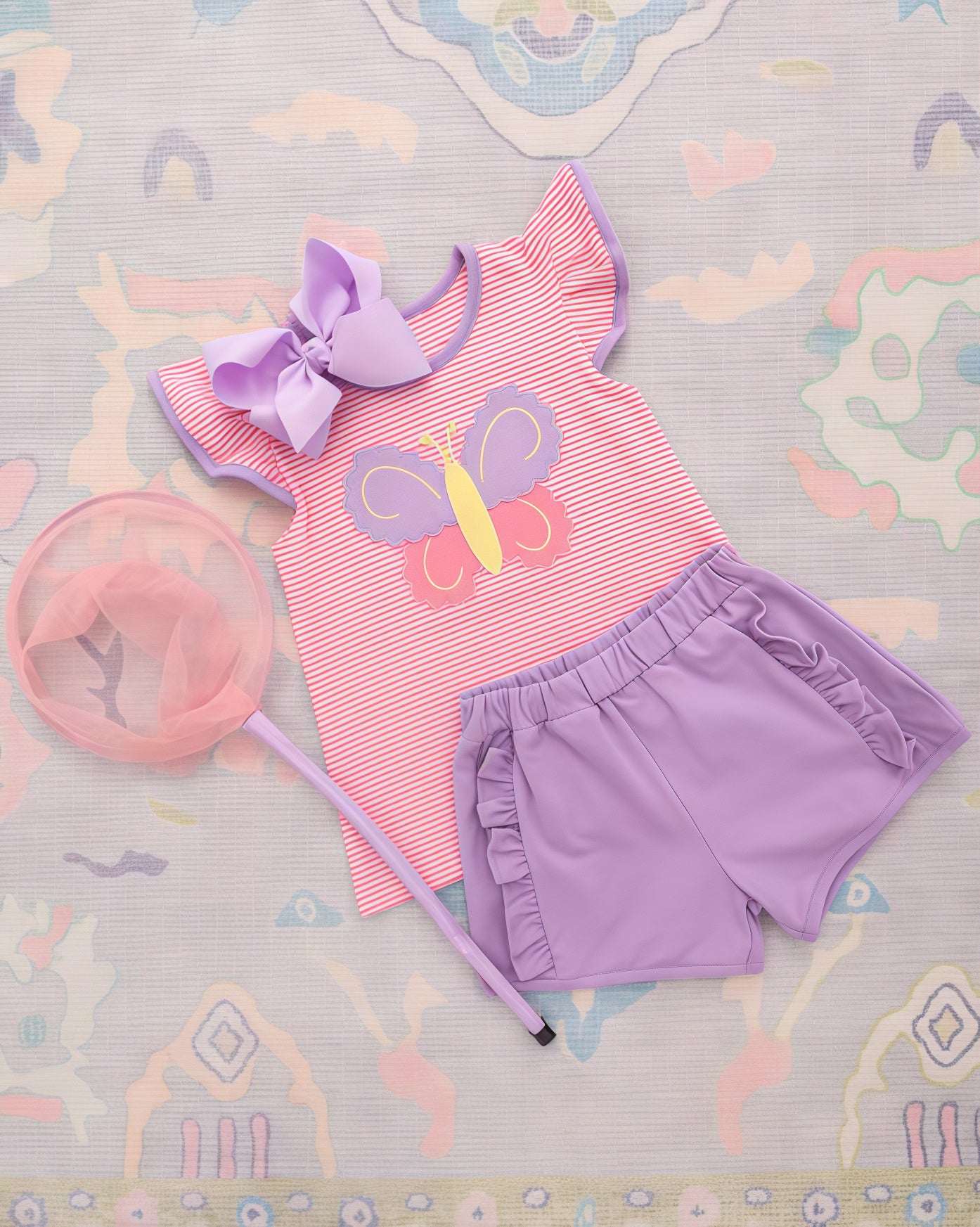 Pre-order no moq GSSO3139 pre-order baby girl clothes butterfly flying sleevee shorts summer outfit-26.1.6