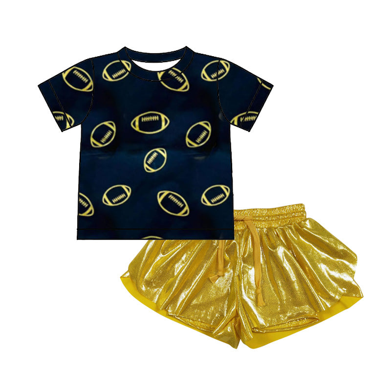 Pre-order no moq GSSO3159 pre-order baby girl clothes summer team black short sleeve shorts sets-26.1.9