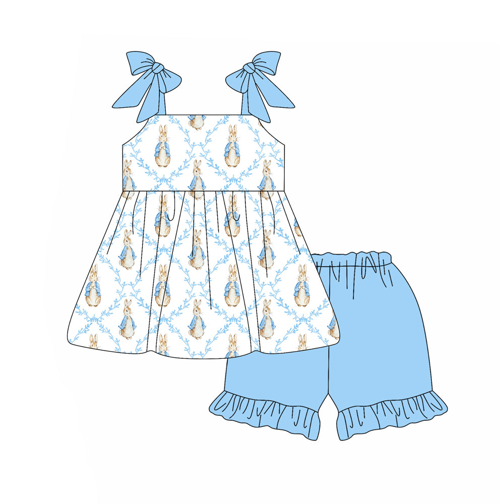 Pre-order no moq GSSO3163 pre-order baby girl clothes bow bunny suspender shorts summer outfit-26.1.9