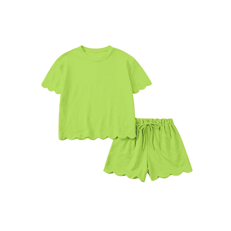 Pre-order no moq GSSO3207 adult clothes summer green short sleeve shorts set-26.1.15