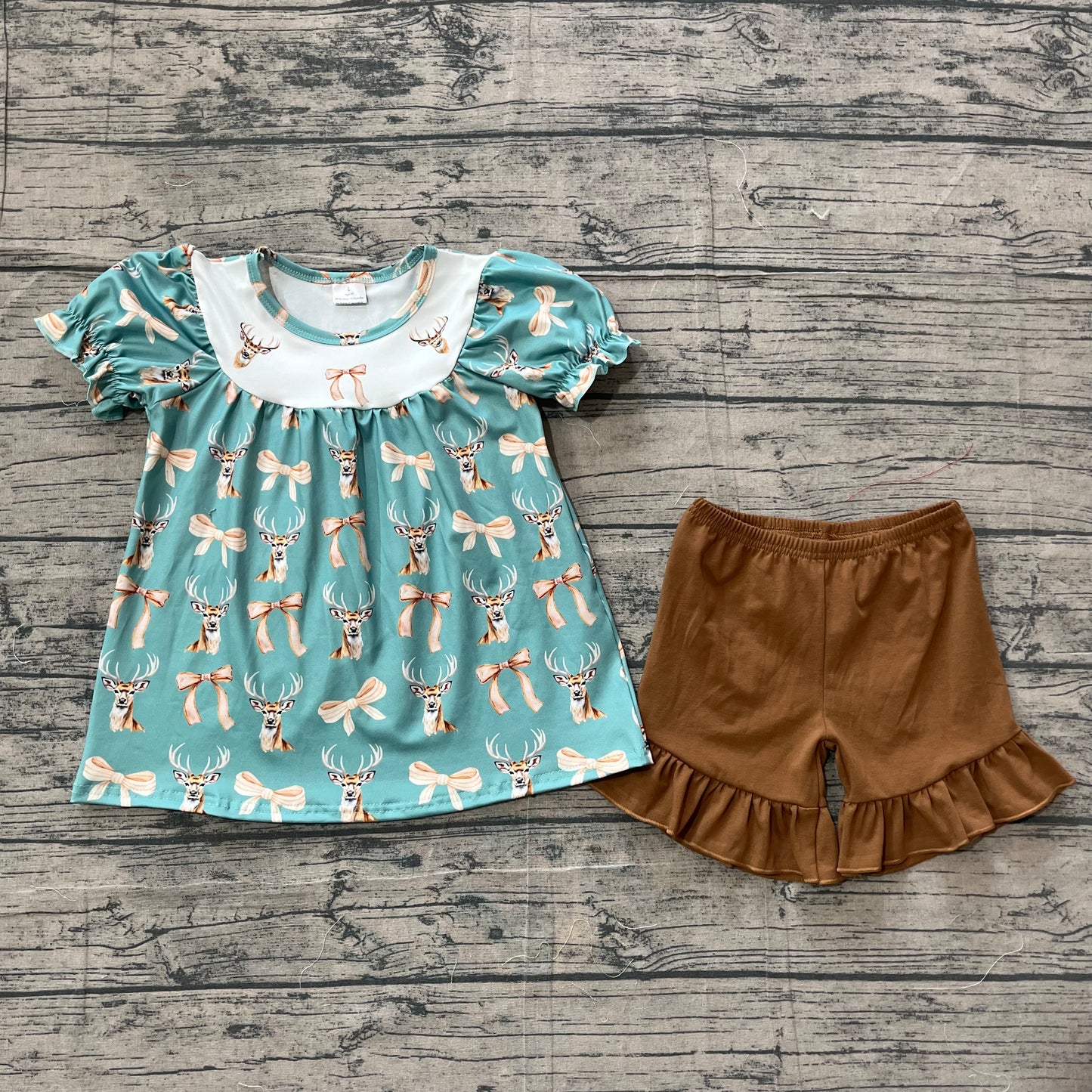 GSSO3212 Preorder Sample Baby Girl Bows Deer Ducks Tunic Ruffle Shorts Hunting Clothes Sets